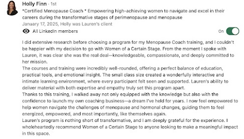 Testimonial from Holly Finn